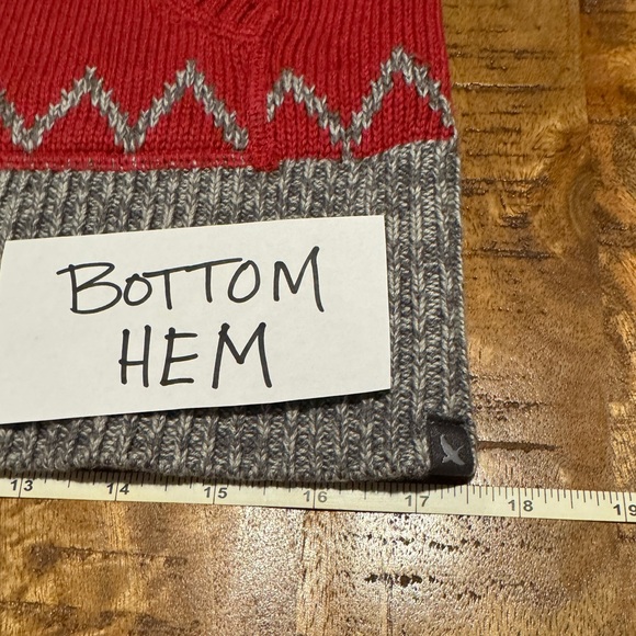 XS Eddie Bauer Red w/ Design Full Double Zipper Mock Neck Sweater w/ Pockets - Picture 9 of 14